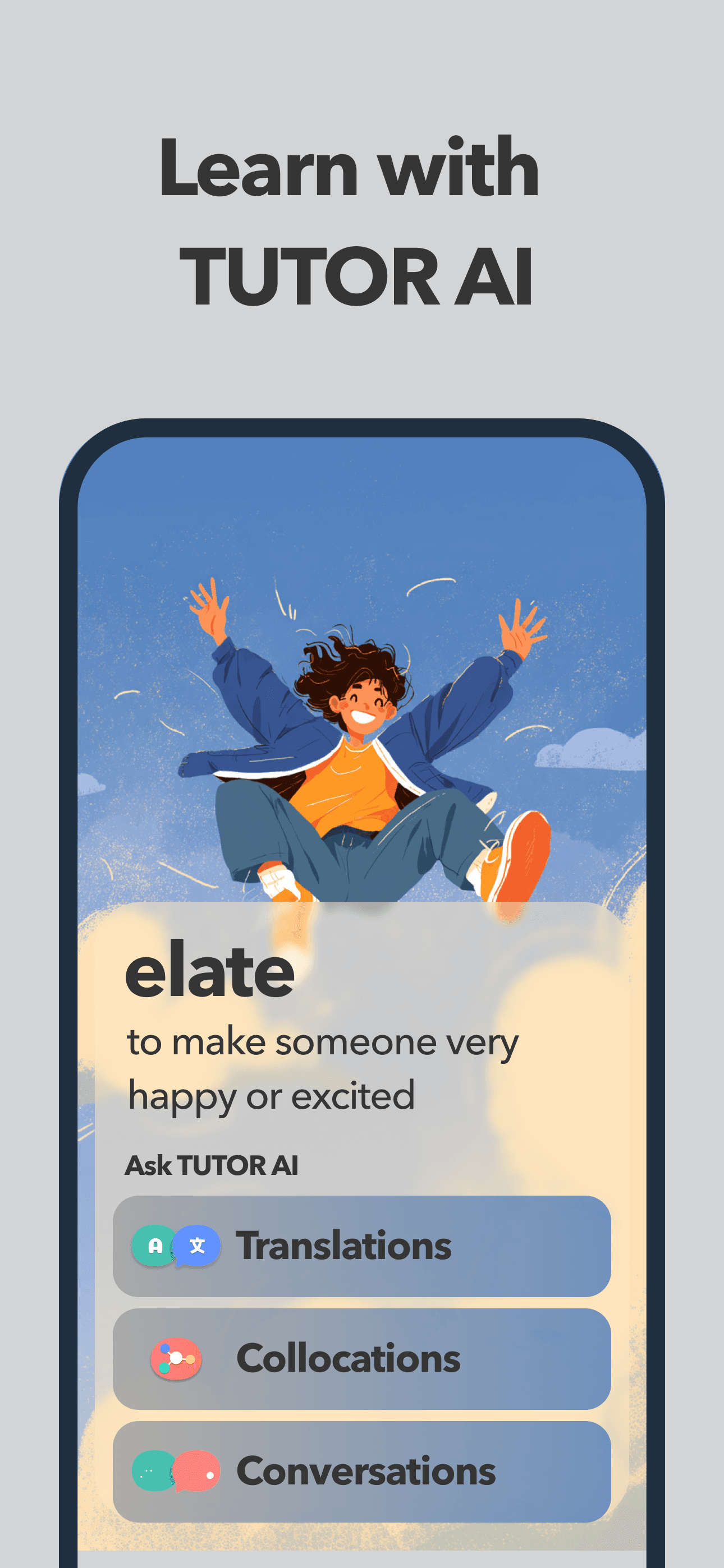 Learn with Tutor AI — translations and collocations